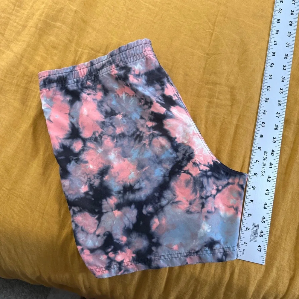 Vans Mens Tie Dye Swim Trunks Pink Grey Blue Elastic Waist Board Shorts Large